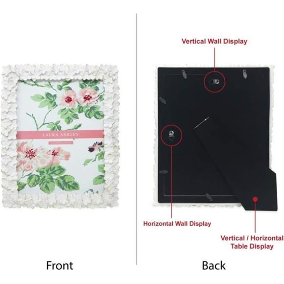 8x10 White & Gold Flower Textured Hand-Crafted Resin Picture Frame w/ Easel&Hook - Picture 2 of 7